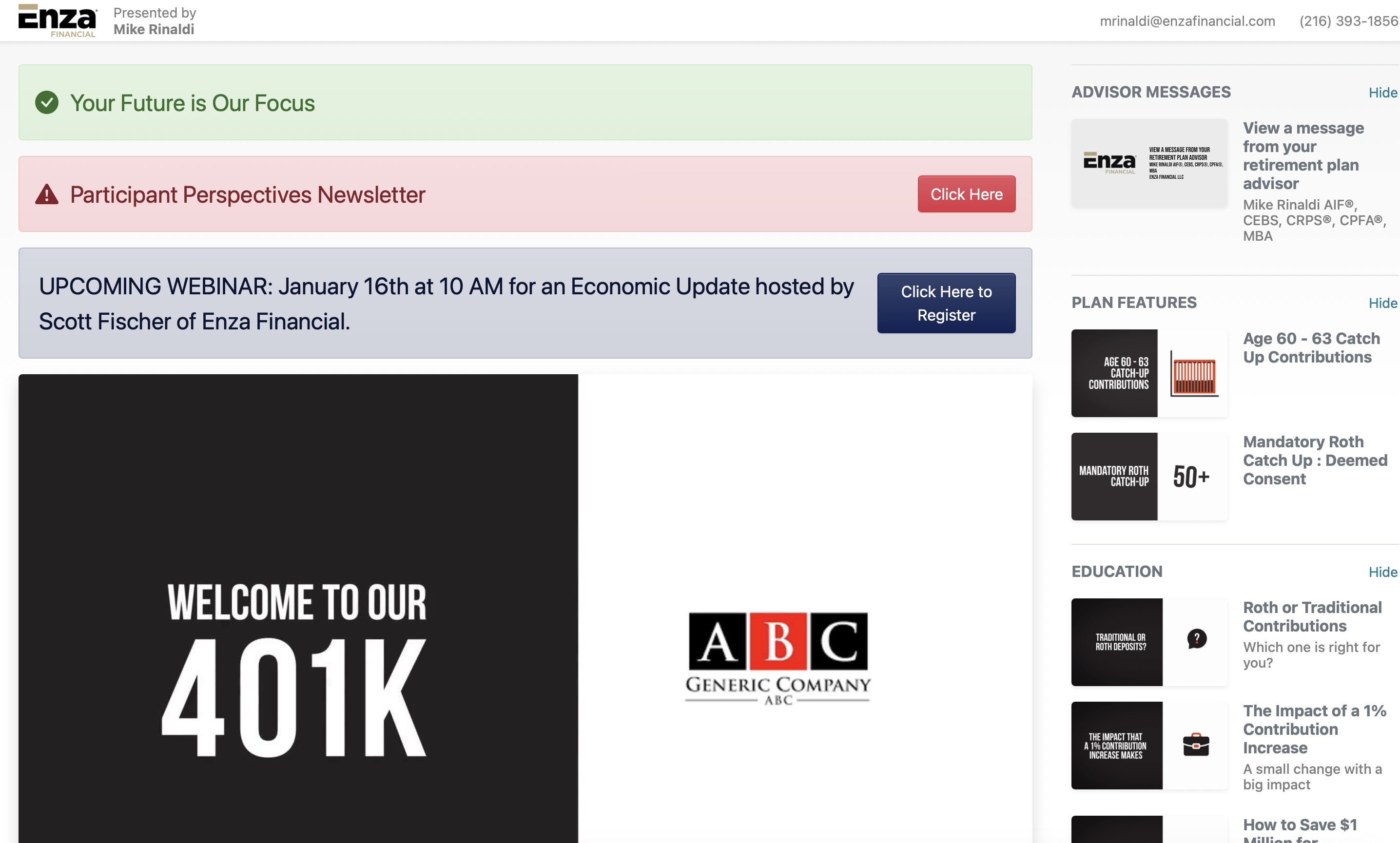 New Service at Enza: Simplifying Retirement Plan Enrollment & Education